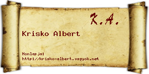 Krisko Albert névjegykártya